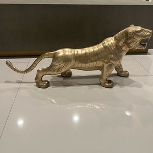 Vintage Brass Prowling Tiger Sculpture 31” long circa 1970